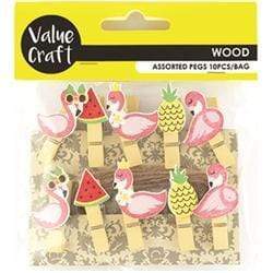 AussieSuperStore Art & Craft Essentials Flamingo Craft Wood Pegs (in 4 varieties) Craft Wood Pegs (in 4 varieties) | Craft Tiny Pegs | Craft Wooden Items | Mini Wooden Pegs 9331468058892 VCWD36